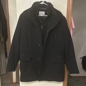 Cole Haan Signature Collection Plush Wool Blend Coat Size Large Charcoal